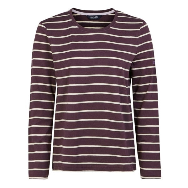 Regatta Women's Federica II Stripe Long-Sleeved T-Shirt - Deep Plum/Light Vanilla