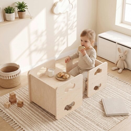 AIYAPLAY Toddler Table and Chair Set with 3-Level Heights for 18-36 Months