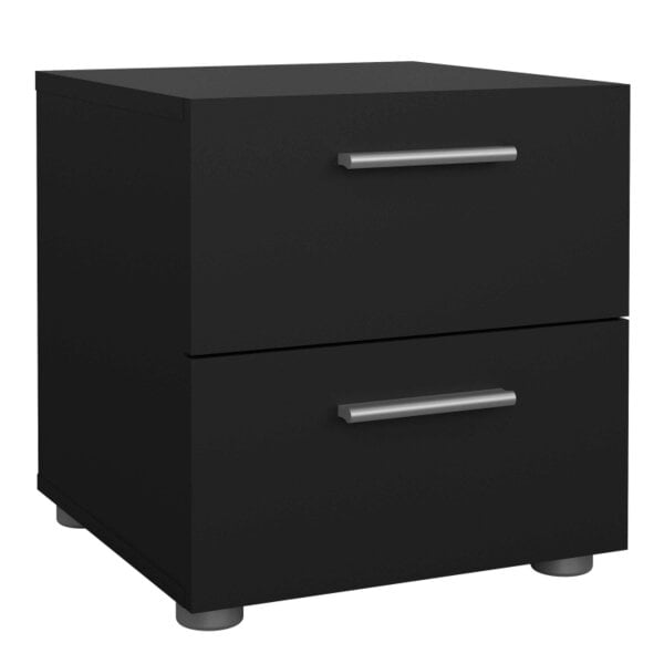 Wyld Haus Daejeon Black Wooden Bedside Table 2 Drawers