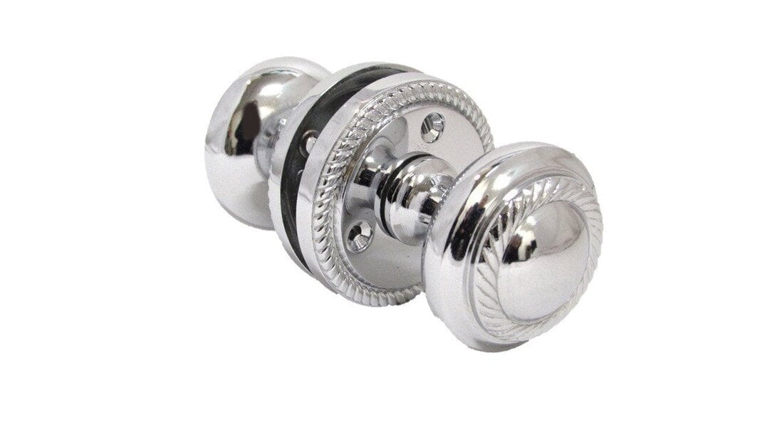 EDH Door Hardware Polished Chrome Georgian Round Door Knobs with Tubular Latch – 1 Pair