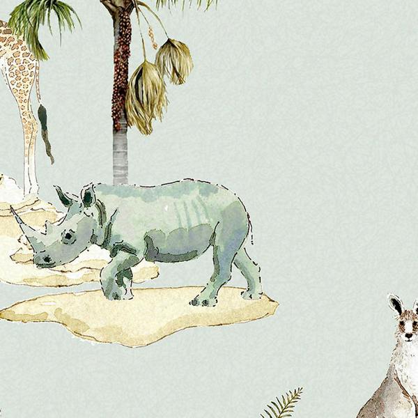 Sophie Allport Animals of the World Misty Blue Wallpaper
