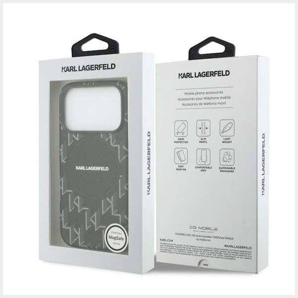 Karl Lagerfeld Monogram Logo Case with MagSafe for iPhone 17 Pro 6.3" Black - KLHMP17L5PGKLMCK