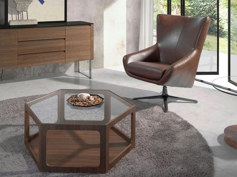 Angel Cerdá Cognac Brown Leather Swivel Armchair 5089