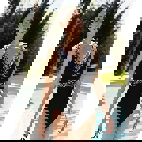 Zoggs Opulence Squareback Swimsuit - Black/White