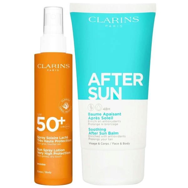 Clarins Bundles Duo: Sun Spray Lotion SPF50+ 150ml and After Sun Balm 150ml