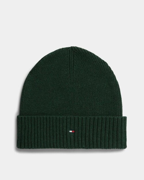 Tommy Hilfiger TH Flag Mens Pima Cotton Beanie - Majestic Emerald Melange