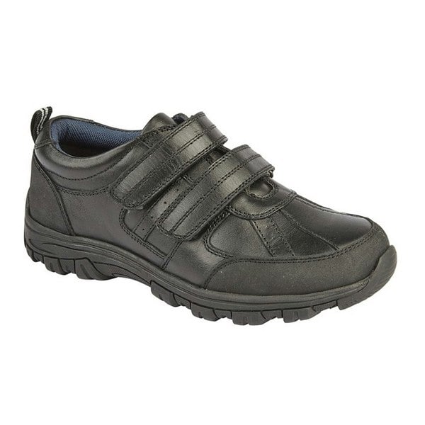 Roamers Boys Twin Touch Fastening Leather Shoe - Black