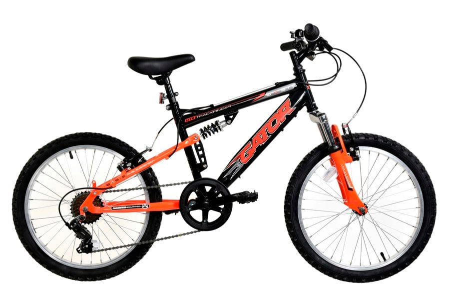 Basis Gator Junior Full Sus Mountain Bike, 20In Wheel - Gloss Black/Red