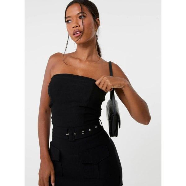 Pink Vanilla Bandeau Combat Playsuit With Belt