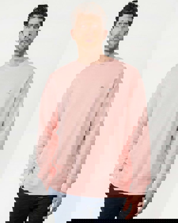 GANT Mens Regular Fit Shield Logo Crew Neck Sweatshirt - 671 Bubblegum Pink - CHO - Designer Mens Sweatshirts