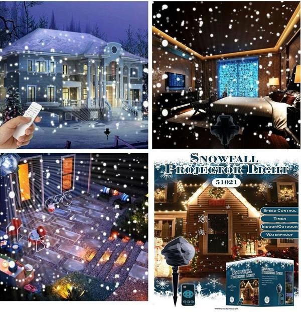 32ft RGB Snowfall Projector Light with Timer, RF Remote and IP44 Outdoor Decorative Lighting image 4