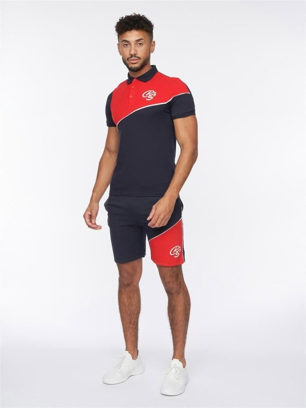 Crosshatch Ventamoore Polo/Shorts Set Navy/Red