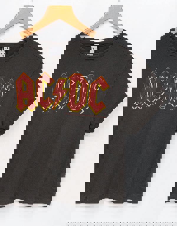 Amplified Clothing Womens Grey Ac/Dc Cropped Short Sleeved T-Shirt