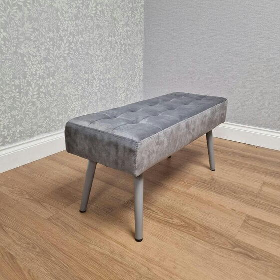 Kosy Koala Dining Table Set With 4 Grey Velvet Chairs And 1 Grey Velvet Bench Dining Room Furniture
