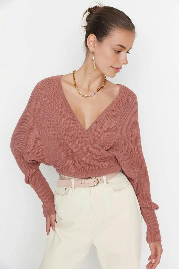 WOVCOR Wrap Front Knitted Jumper