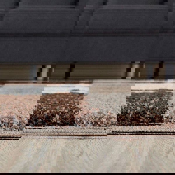 Shaggy Rug Geometric Design Brown