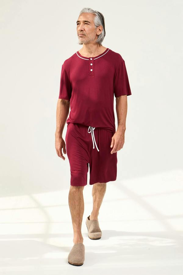 Mister You Bamboo Short Pyjama Set in Claret - Pajamas