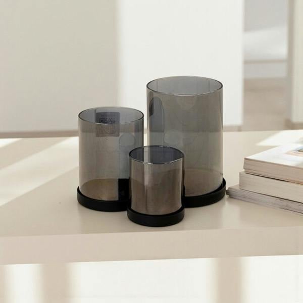 Garden Greatness Set Of 3 Smoked Glass Candle Holders