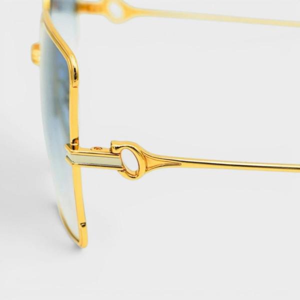Casablanca Stainless Steel Square Sunglasses Gold Silver Midnight Blue Gradient