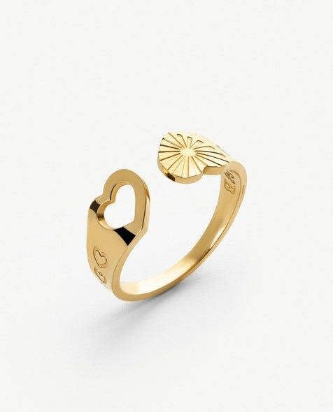 Elk & Bloom Double Love Dainty Hearts 14K Gold Ring