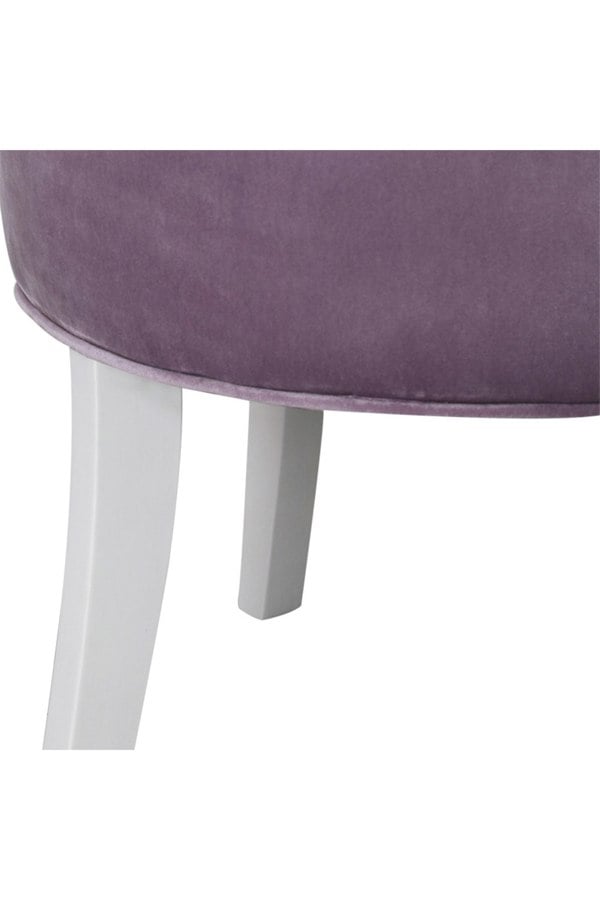 Living and Home Purple Velvet Make Up Chair Dressing Footstool with White Legs