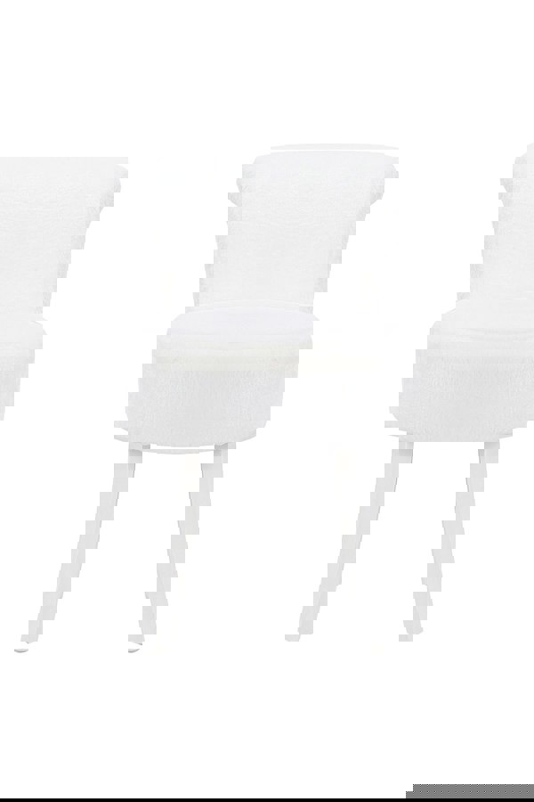 Living and Home White Modern Plush Upholstered Dressing Footstool with White Legs