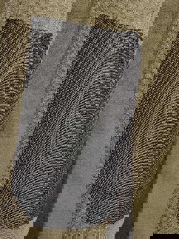 JCB Crew Trade Mens Work Pull Over Sweat Shirt, close-up of the black quilted pocket on an olive green work shirt.