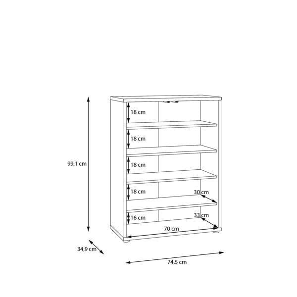 Furniture To Go Alice Springs Shoe Cabinet with 2 Doors Push-to-Open in Light Grey