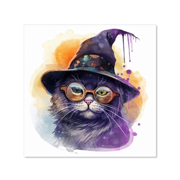 Warren Reed - Designer Splashart Cat In A Witches Hat Kitchen Splashback