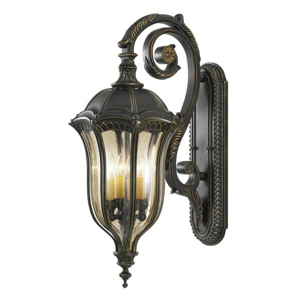 Outdoor IP44 4Wall Light Sconce ScrolLED Up & Over Arm Walnut LED E14 60W Loops