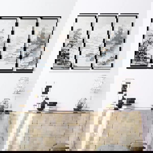 Modern Pictures For Living Room | Set of 3 Asian Inspired Wall art Prints