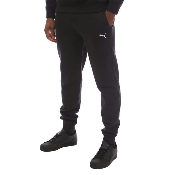 Puma Mens Logo Cuffed Ankle Jogging Bottoms - Black