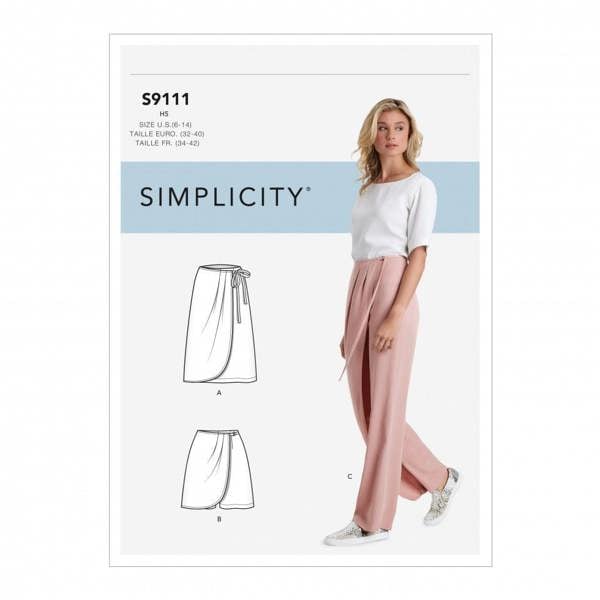 Simplicity Sewing Pattern 9111, Skirts, Trousers, Shorts for Women, H5 (6-8-10-12-14) - Intermediate