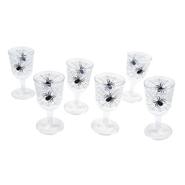 Bristol Novelty Spiderweb Goblets (Pack Of 6) - Clear/Black - 