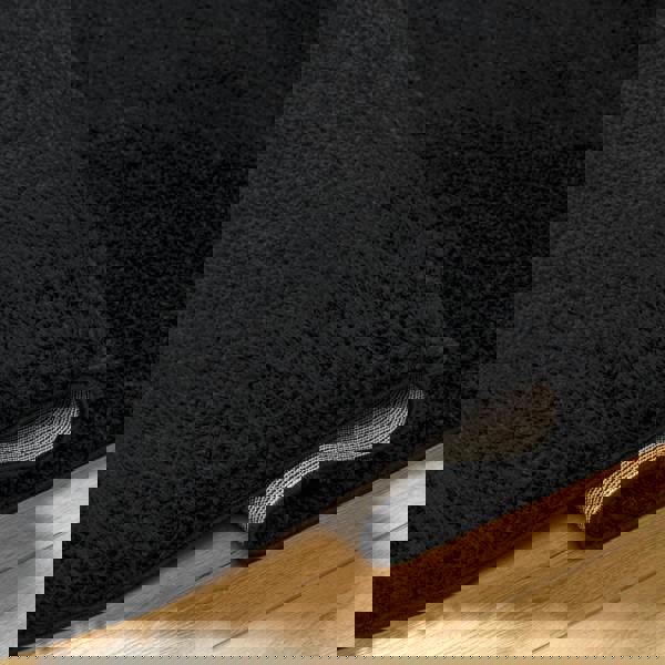 Livabliss Cloudy Shag-Solid Color Black Plush Soft Pile Rug