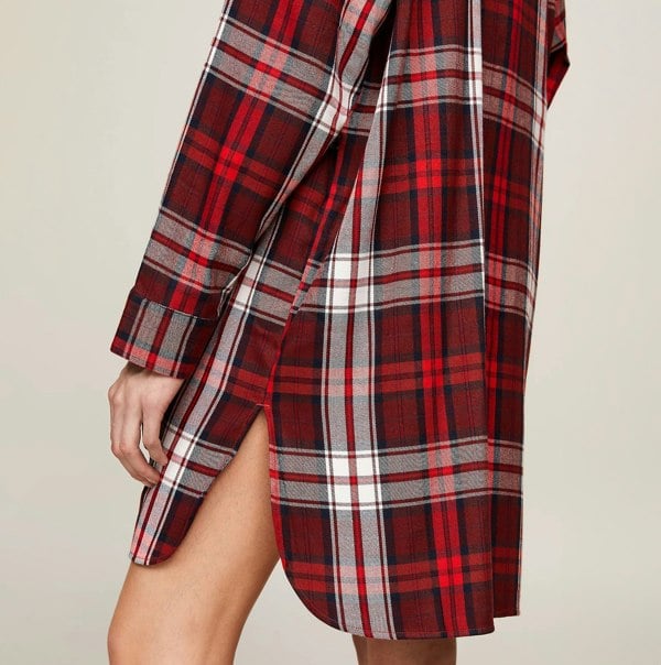 Tommy Hilfiger SHIRT NIGHTDRESS Womens Loungewear Women Apparel Plaid Red