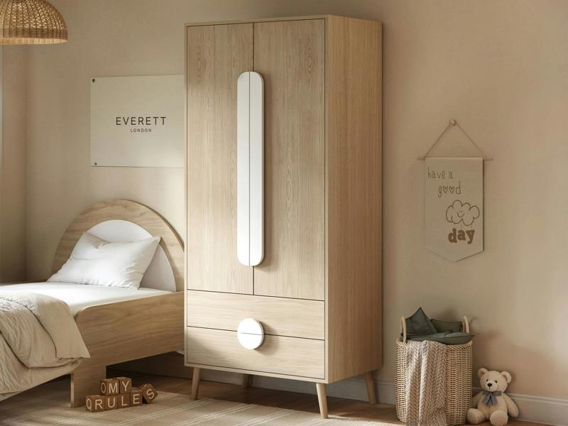 Noah 2 Door Wardrobe with 2 Drawers Oak & White