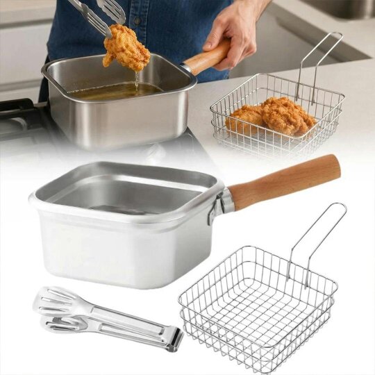Havendro Stainless Steel Chip Pan Deep Cook Fryer Pot Frying Basket Kitchen Cookware