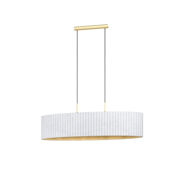 EGLO Tamaresco Pendant Light - Large Oval-Shaped Brushed Brass and White Velvet