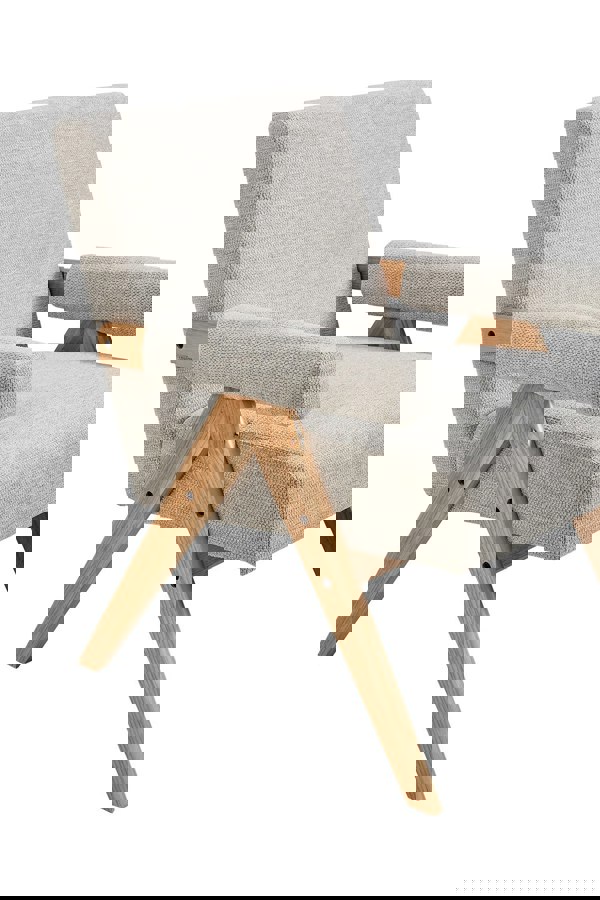 Living and Home Linen Upholsteried Wooden Armchair