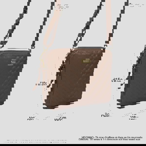 Assots London 'IRIS' Tan Quilted Soft Pebble Grain Leather Crossbody Bag