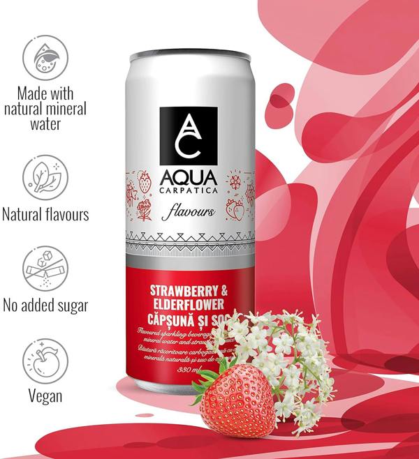Aqua Carpatica Strawberry & Elderflower Flavoured Sparkling Water 6x330ml