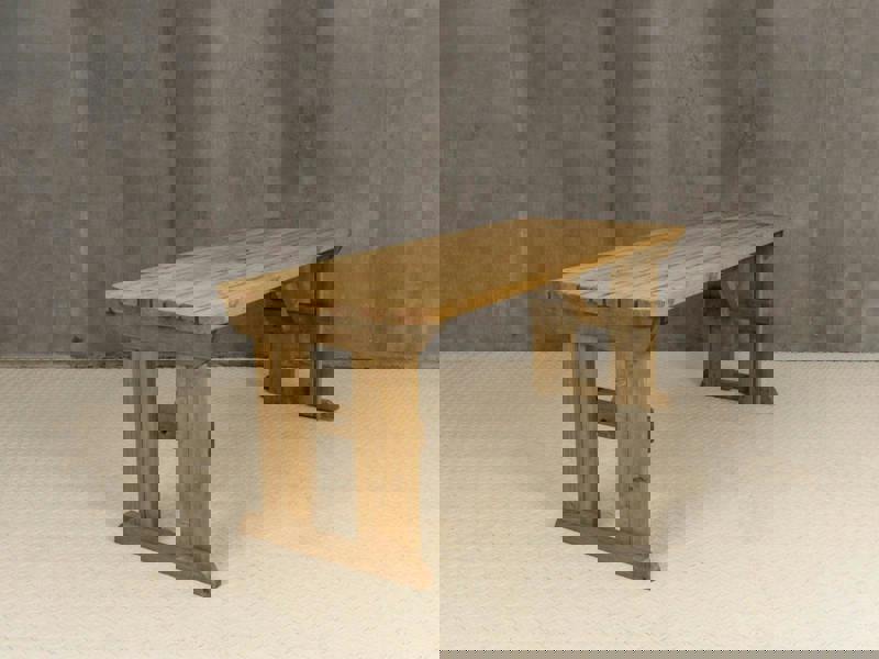 Hollies Rounded Wooden Garden Table – Rustic Finish Outdoor Picnic Dining Desk for Gardens, Patios, and Backyards