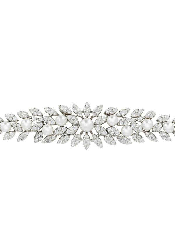 Latelita Marquise Tennis Bracelet Pearl Silver