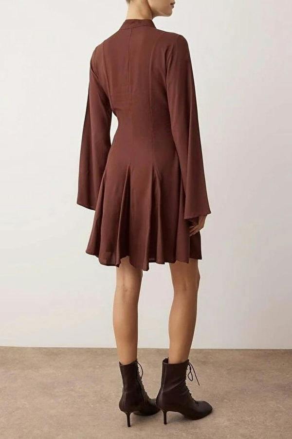 WOVCOR Eyelet Mini Woven Dress with Tie Detail