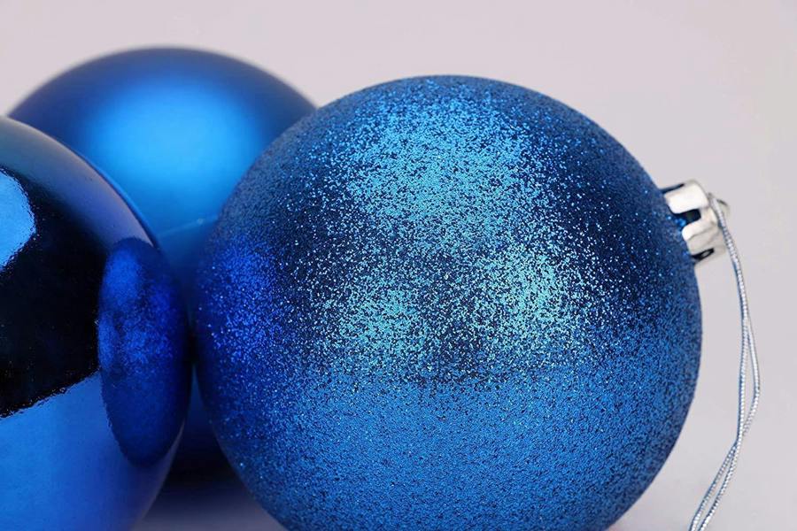 Shatchi 15cm Christmas Baubles Shatterproof Blue Tree Decorations Pack of 3