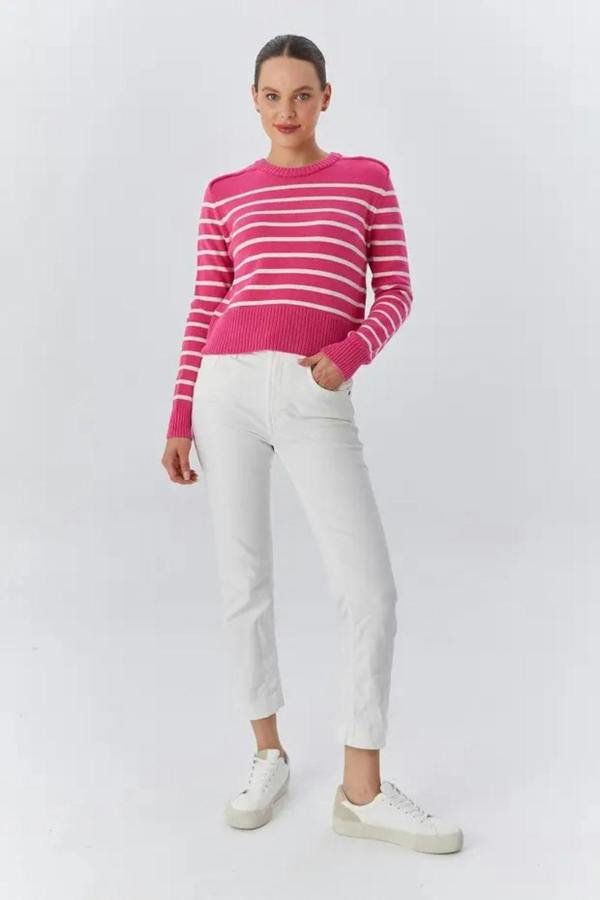 Hoxton Gal Soft-Textured Striped Knit Sweater
