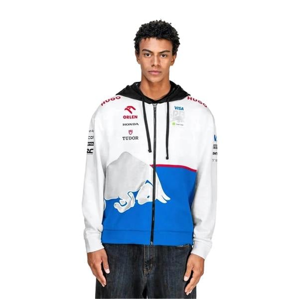 Hugo Unisex Adult Racing Bulls Regular Full Zip Hoodie - White - 