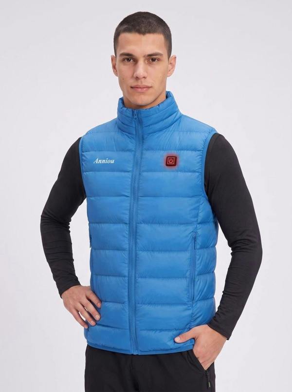 Anniou Men's Heated Duck Down Vest - blue