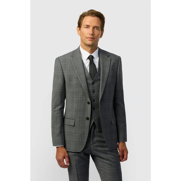 Ted Baker Slim Fit Grey Hopsack Check Jacket